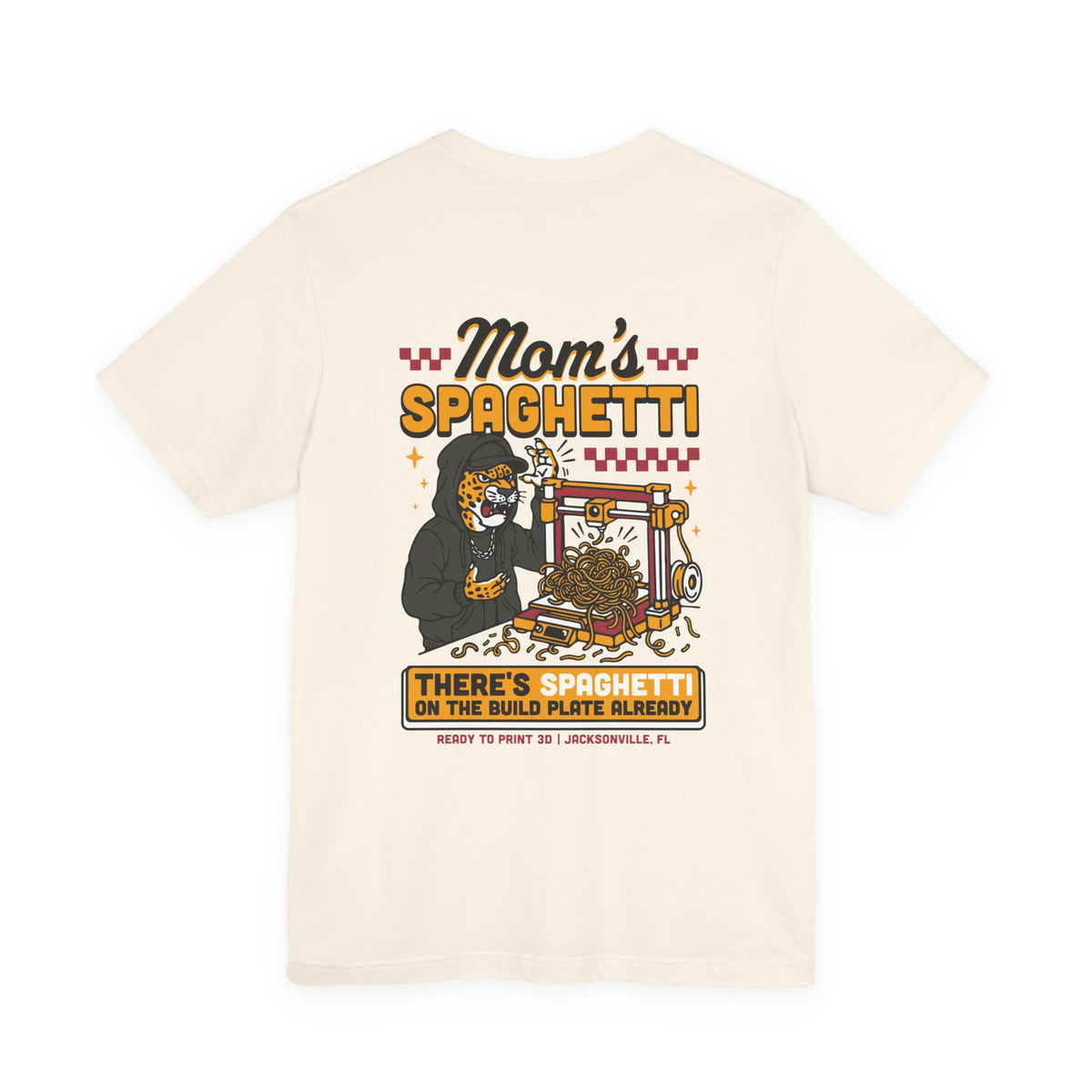 Mom's Spaghetti 3D Printing T-Shirt in Natural by Ready to Print 3D