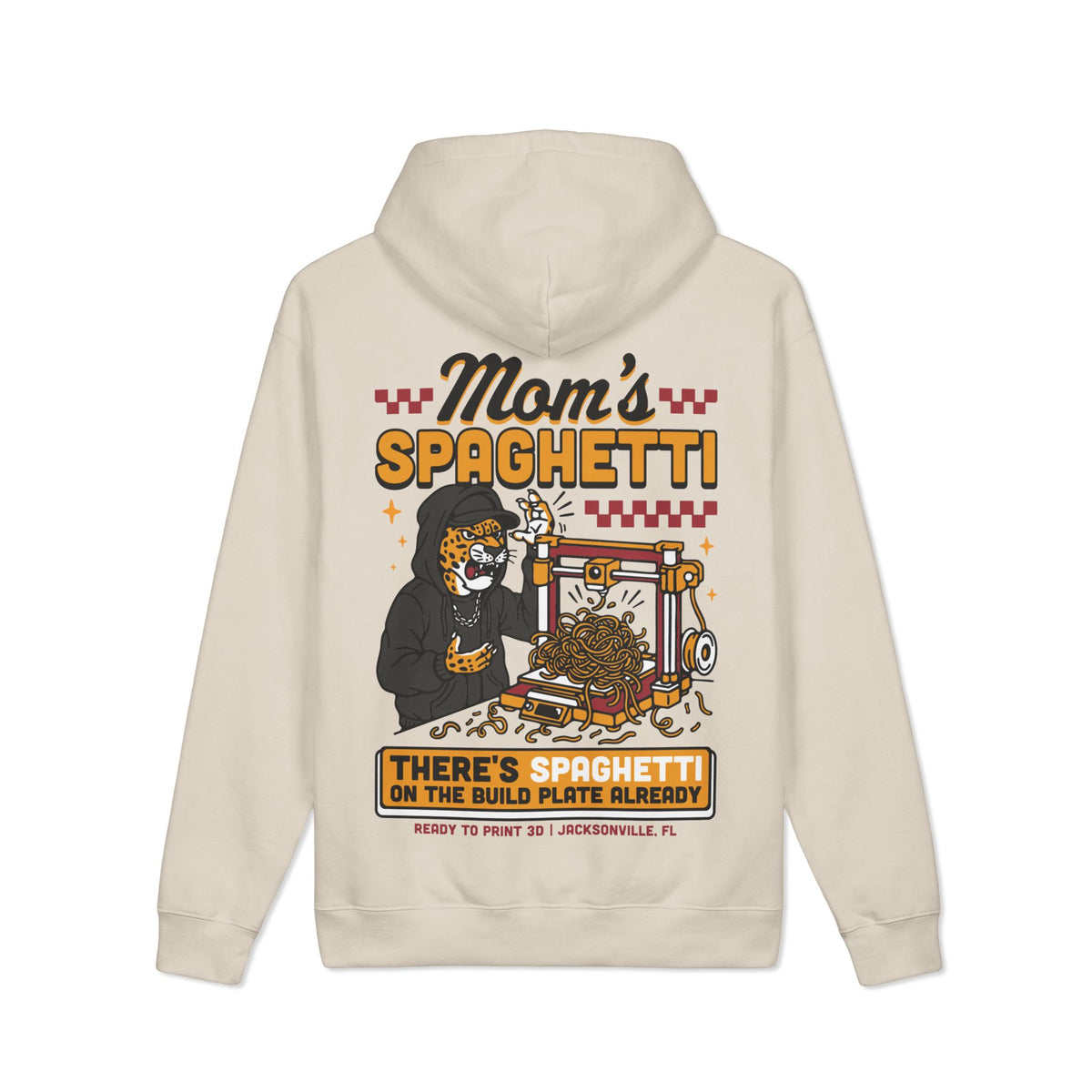 There's Spaghetti on the Build Plate Heavyweight Hoodie in Ivory by Ready to Print 3D