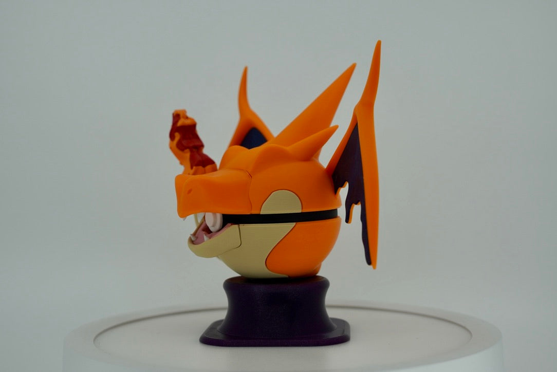 Mega Charizard Y Poké Ball – Optional Tail – 3D Printed Pokémon Display