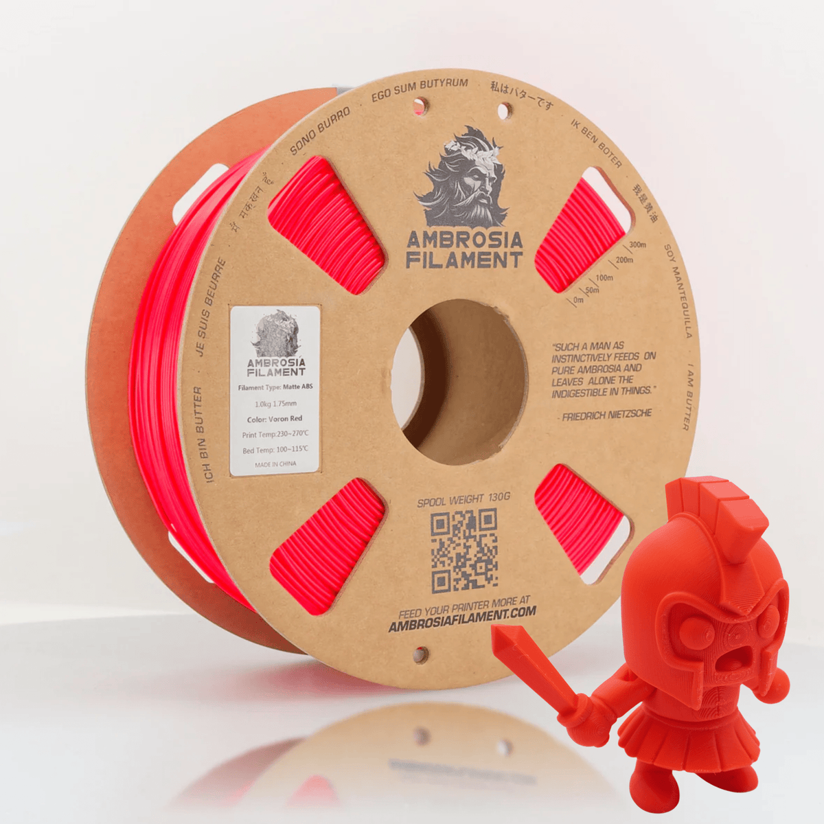 AMBROSIA ABS Matte Filament of the Gods - 1KG Bambu AMS Friendly Cardboard Spools Premium 3D Printing Filament