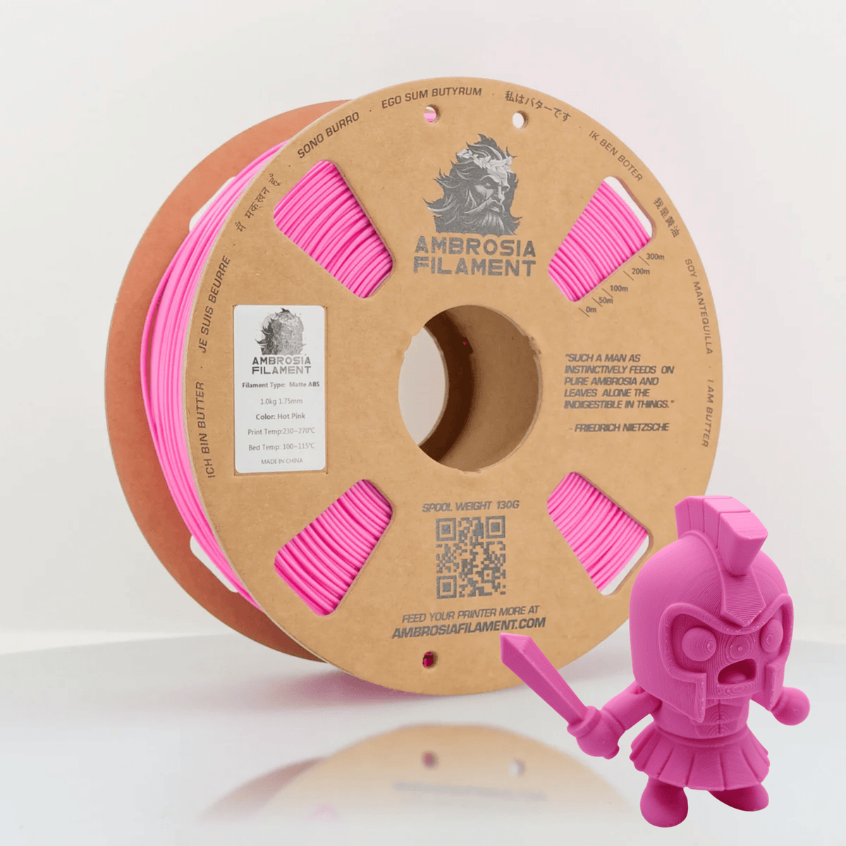 AMBROSIA ABS Matte Filament of the Gods - 1KG Bambu AMS Friendly Cardboard Spools Premium 3D Printing Filament