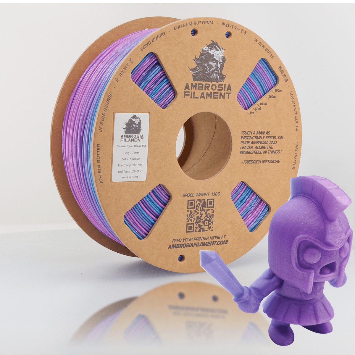 AMBROSIA ASA Galactic Filament of the Gods (Glitter / Sparkle) - 1KG Bambu AMS Friendly Cardboard Spools Premium 3D Printing Filament