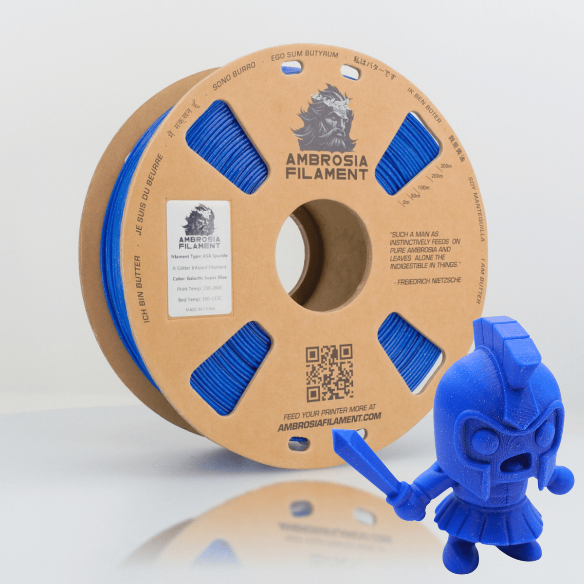 AMBROSIA ASA Galactic Filament of the Gods (Glitter / Sparkle) - 1KG Bambu AMS Friendly Cardboard Spools Premium 3D Printing Filament