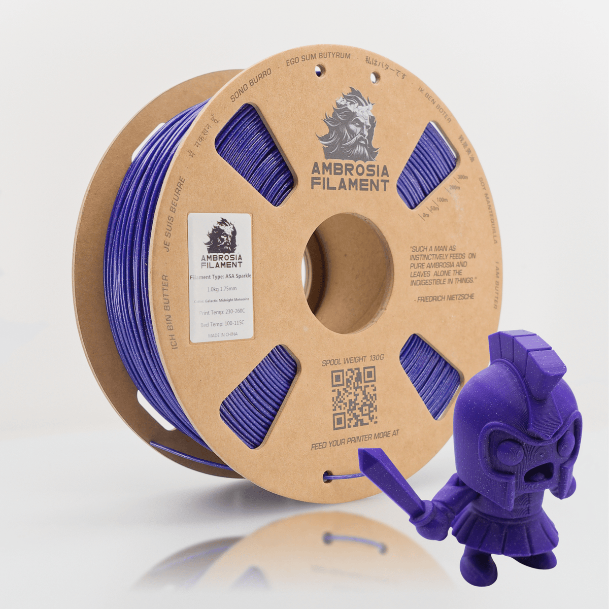 AMBROSIA ASA Galactic Filament of the Gods (Glitter / Sparkle) - 1KG Bambu AMS Friendly Cardboard Spools Premium 3D Printing Filament