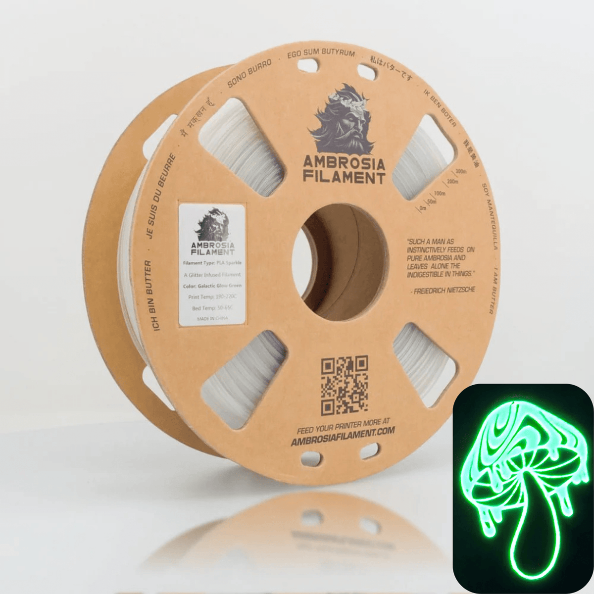 AMBROSIA Galactic (Sparkle) PLA Filament of the Gods - 1KG Bambu AMS Friendly Cardboard Spools Premium 3D Printing Filament