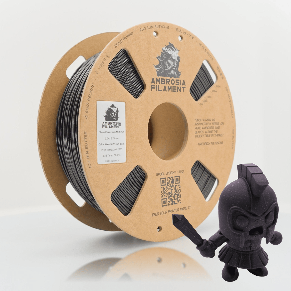 AMBROSIA Galactic (Sparkle) PLA Filament of the Gods - 1KG Bambu AMS Friendly Cardboard Spools Premium 3D Printing Filament