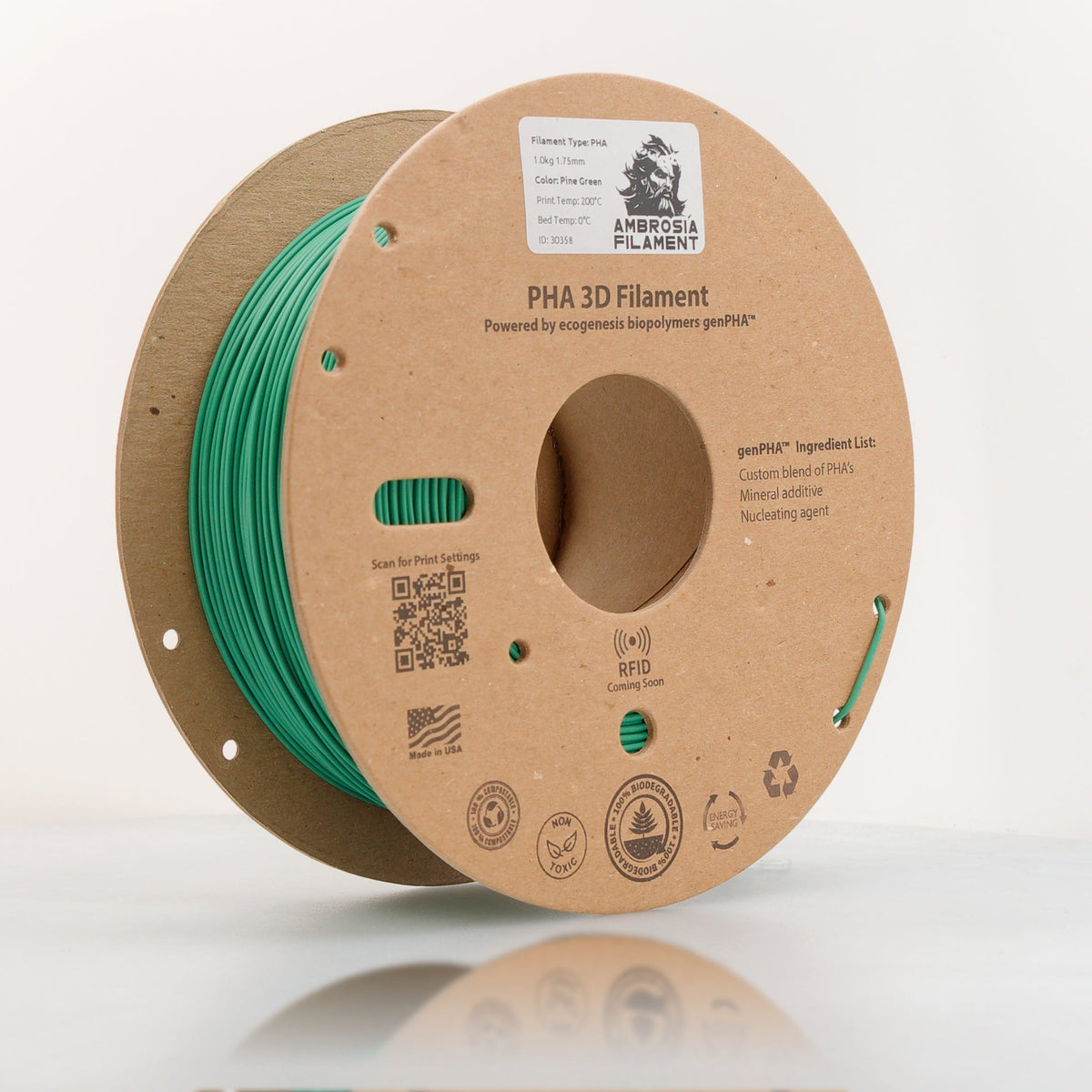 Ambrosia PHA Filament 1KG 1.75mm - Earth Friendly Filament for Everyone