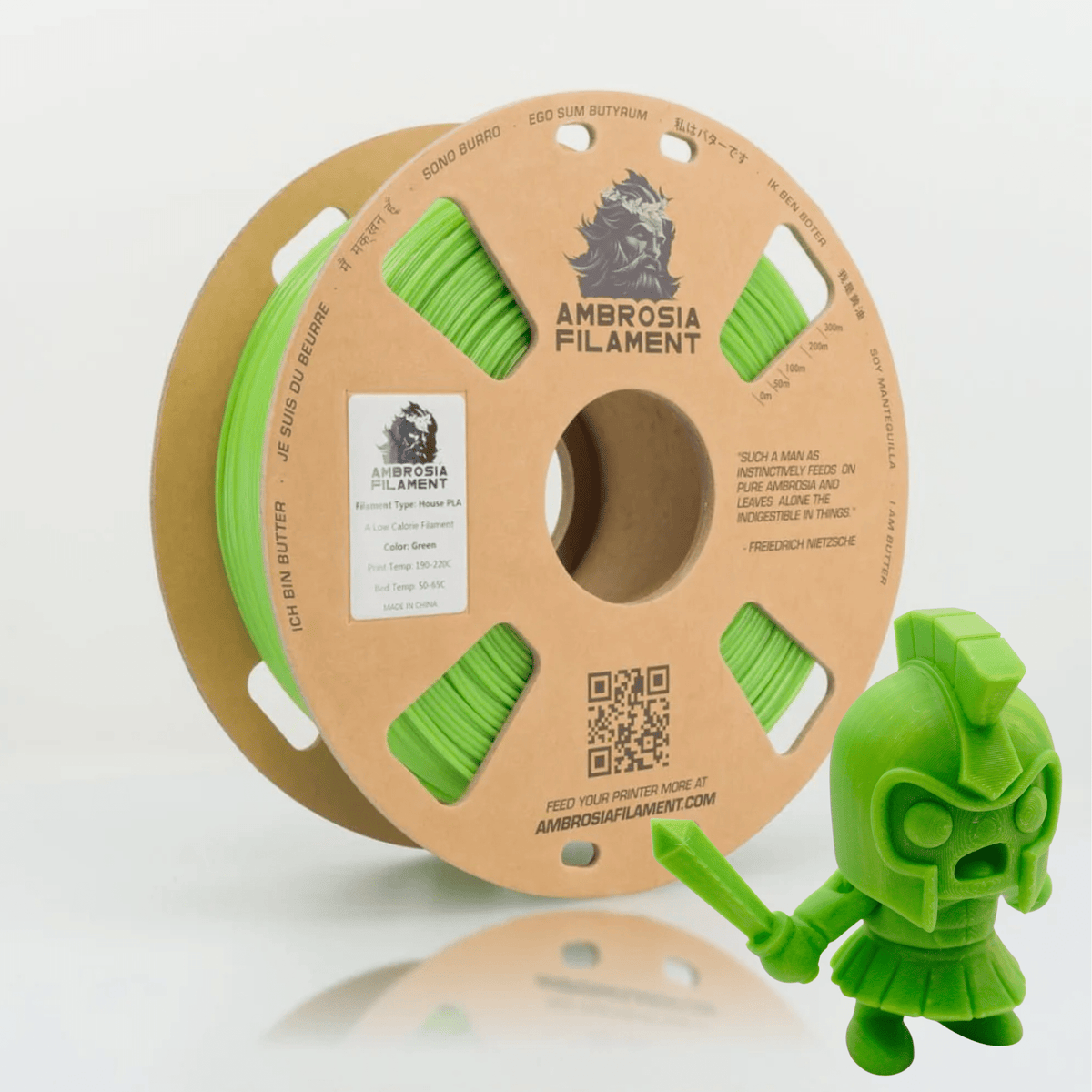 AMBROSIA PLA Filament of the Gods - 1KG Bambu AMS Friendly Cardboard Spools Premium 3D Printing Filament