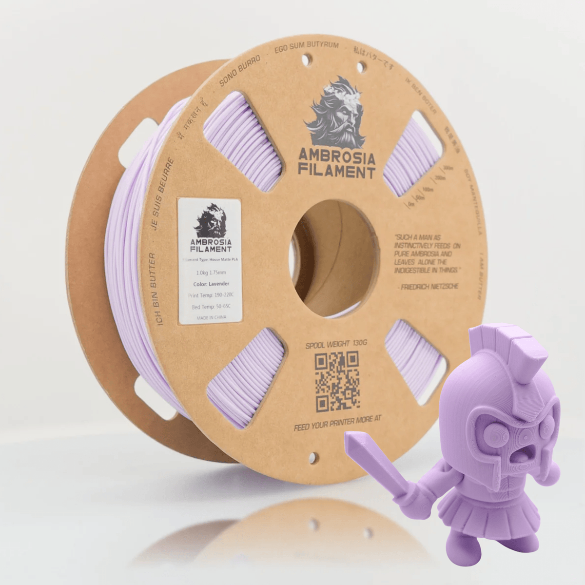 AMBROSIA PLA Filament of the Gods - 1KG Bambu AMS Friendly Cardboard Spools Premium 3D Printing Filament