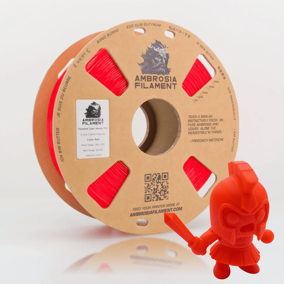 AMBROSIA PLA Filament of the Gods - 1KG Bambu AMS Friendly Cardboard Spools Premium 3D Printing Filament
